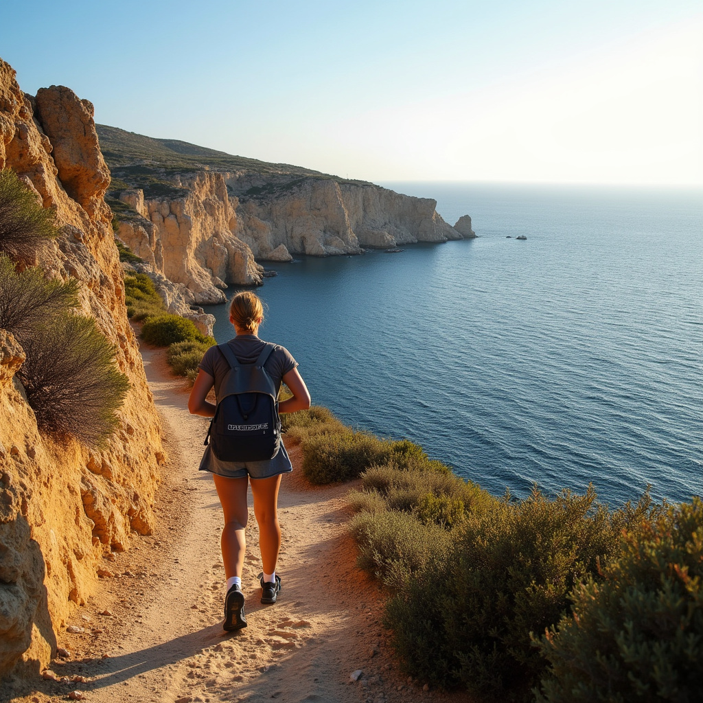 Spacer po skalistych ścieżkach w Parku Narodowym Cape Greco z widokiem na morze