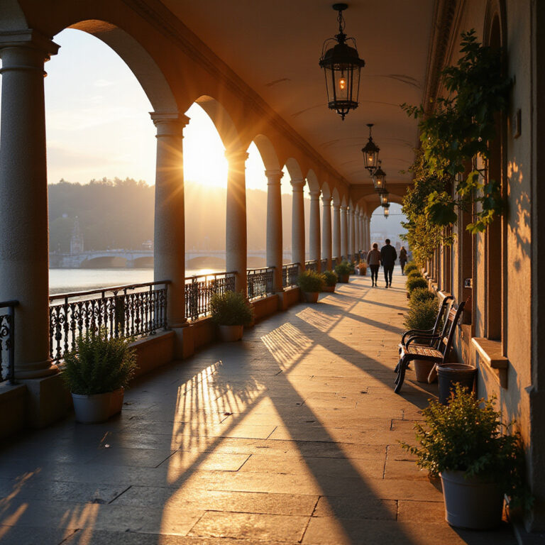 Spacer wzdłuż kolonady w Karlowych Warach z widokiem na źródła termalne
