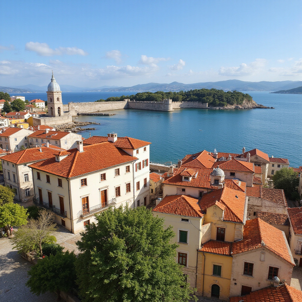 Widok na Stare Miasto Korfu z weneckimi fortyfikacjami w tle