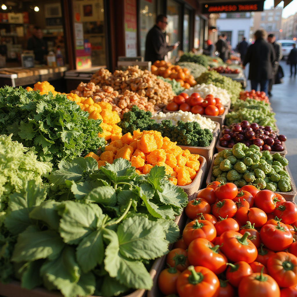 świeże warzywa na targu w Madrycie, lokalne produkty i roślinne smaki