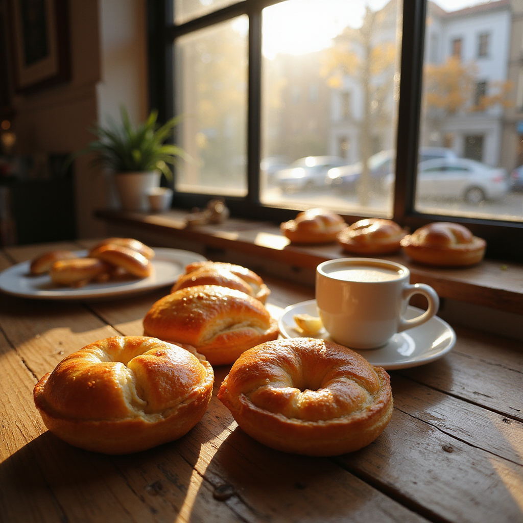 Świeżo upieczone Pastel de Nata na drewnianym stole w kawiarni