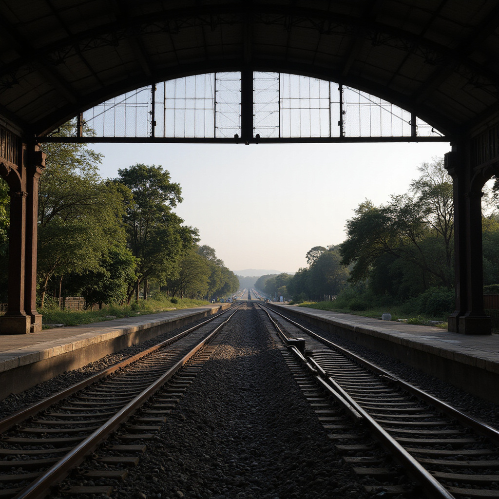 Widok na tory kolejowe w Hua Hin z perspektywy peronu