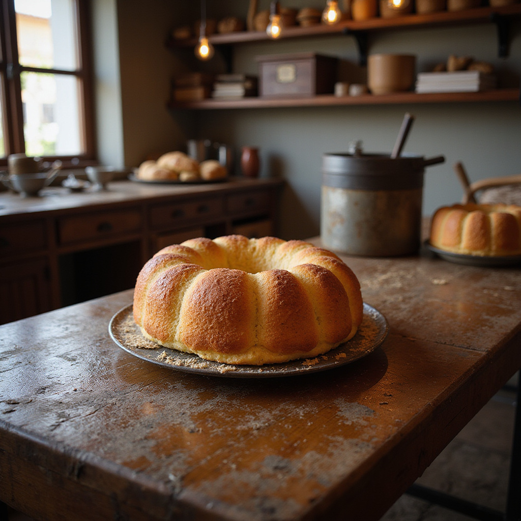 Tradycyjne ciasto bolo de mel na drewnianym stole w cukierni w Funchal