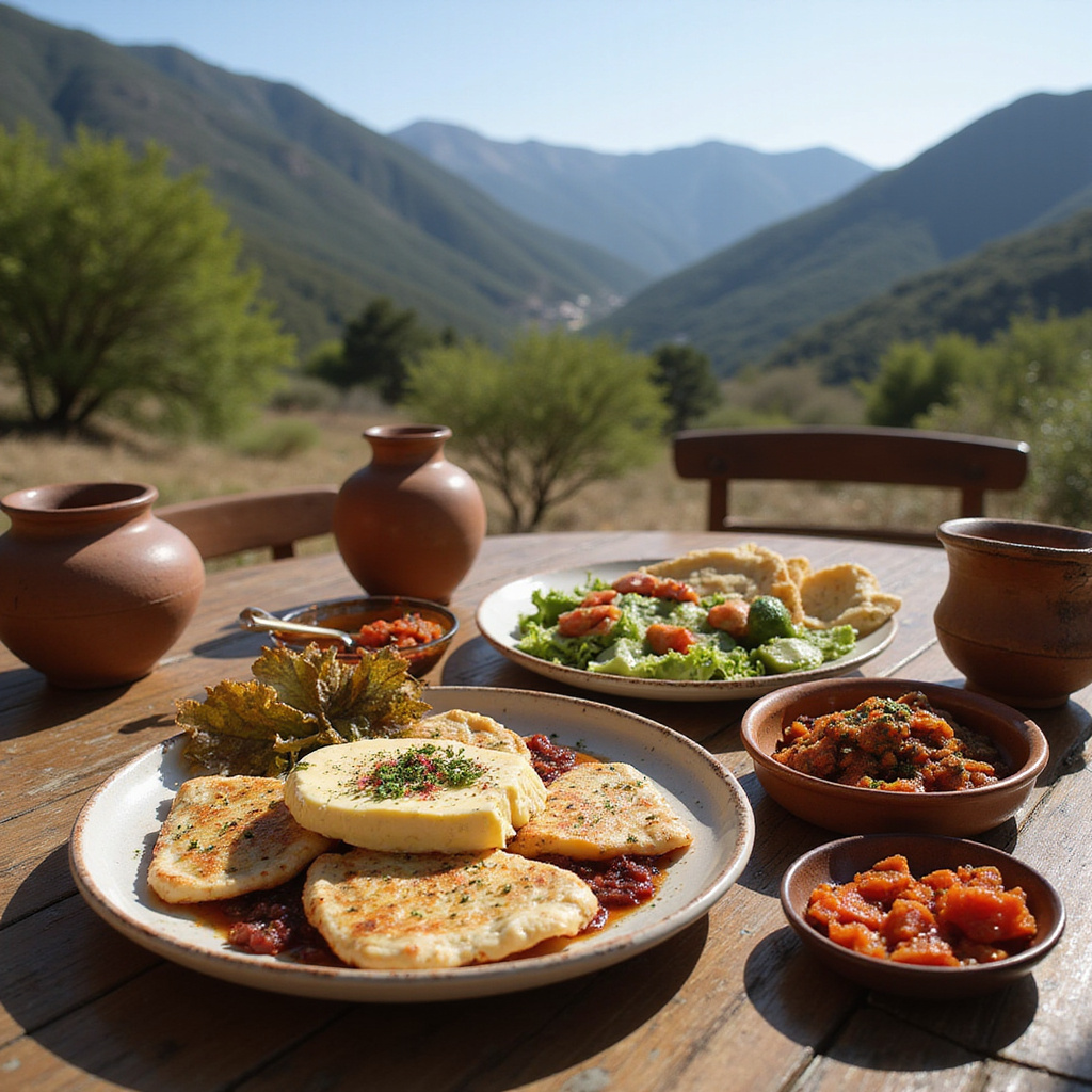Tradycyjne jedzenie Cypr w górach Troodos - halloumi i meze