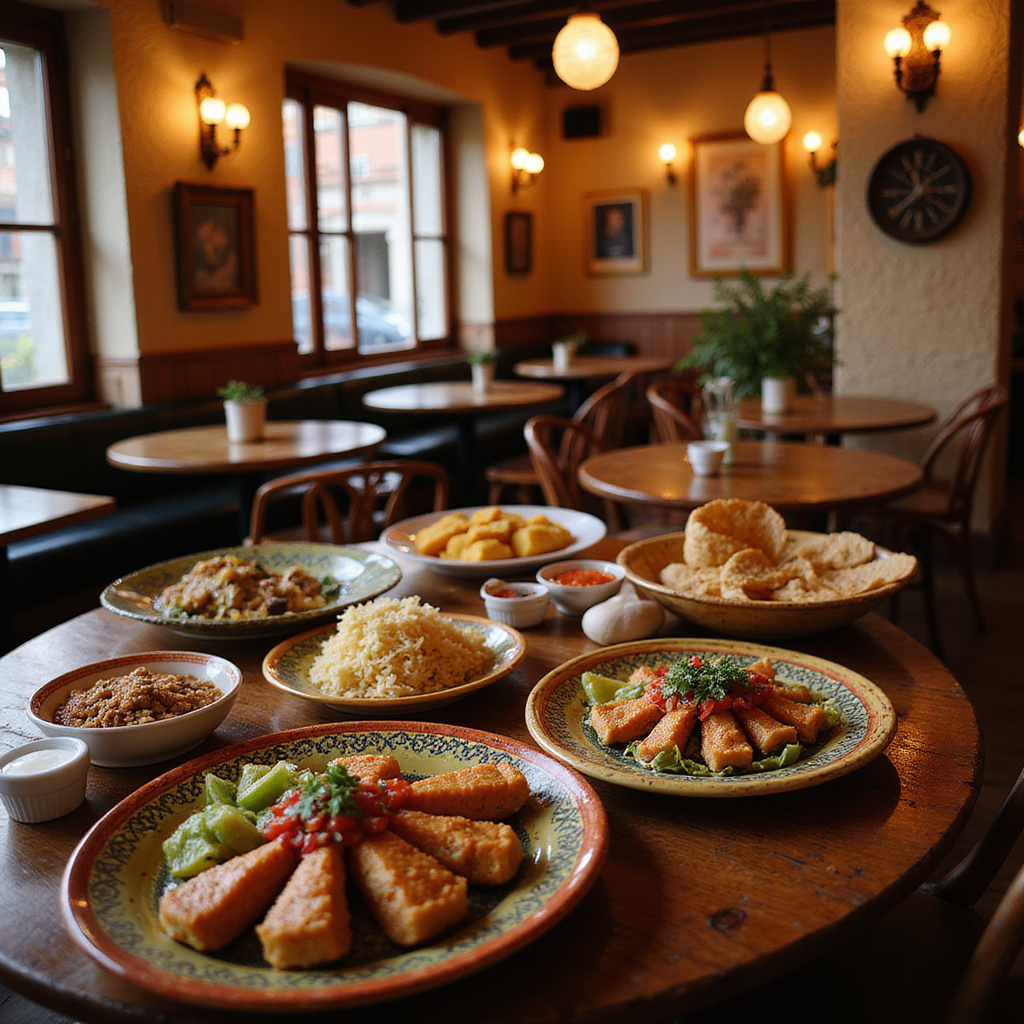 Tradycyjne tapas bary w Sewilli z lokalnymi przysmakami na stole