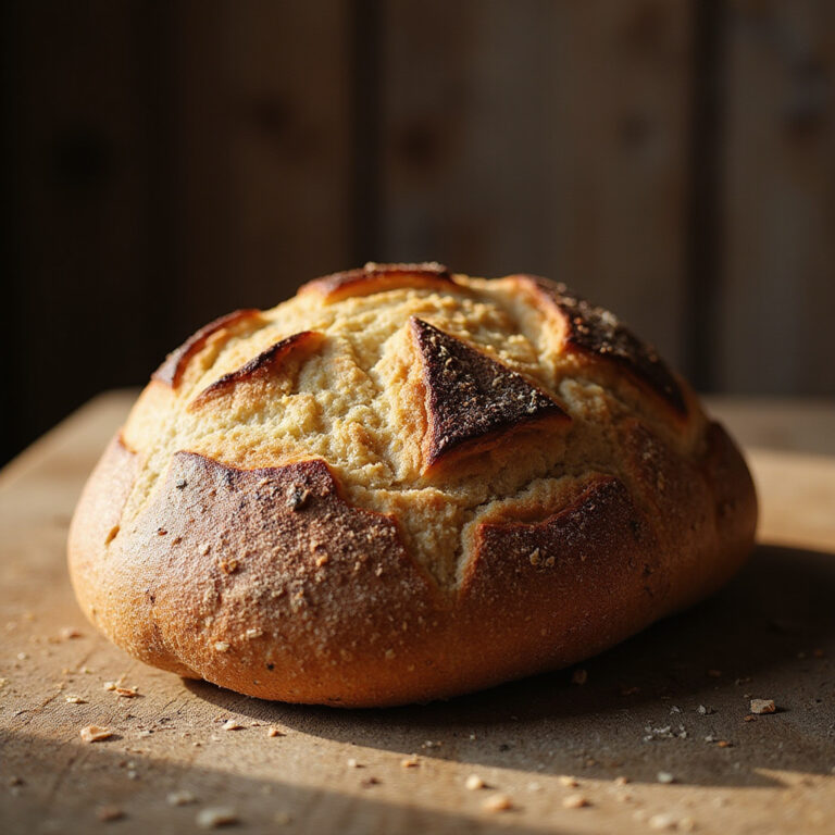 Tradycyjny łotewski chleb rupjmaize na drewnianym stole w Ventspils