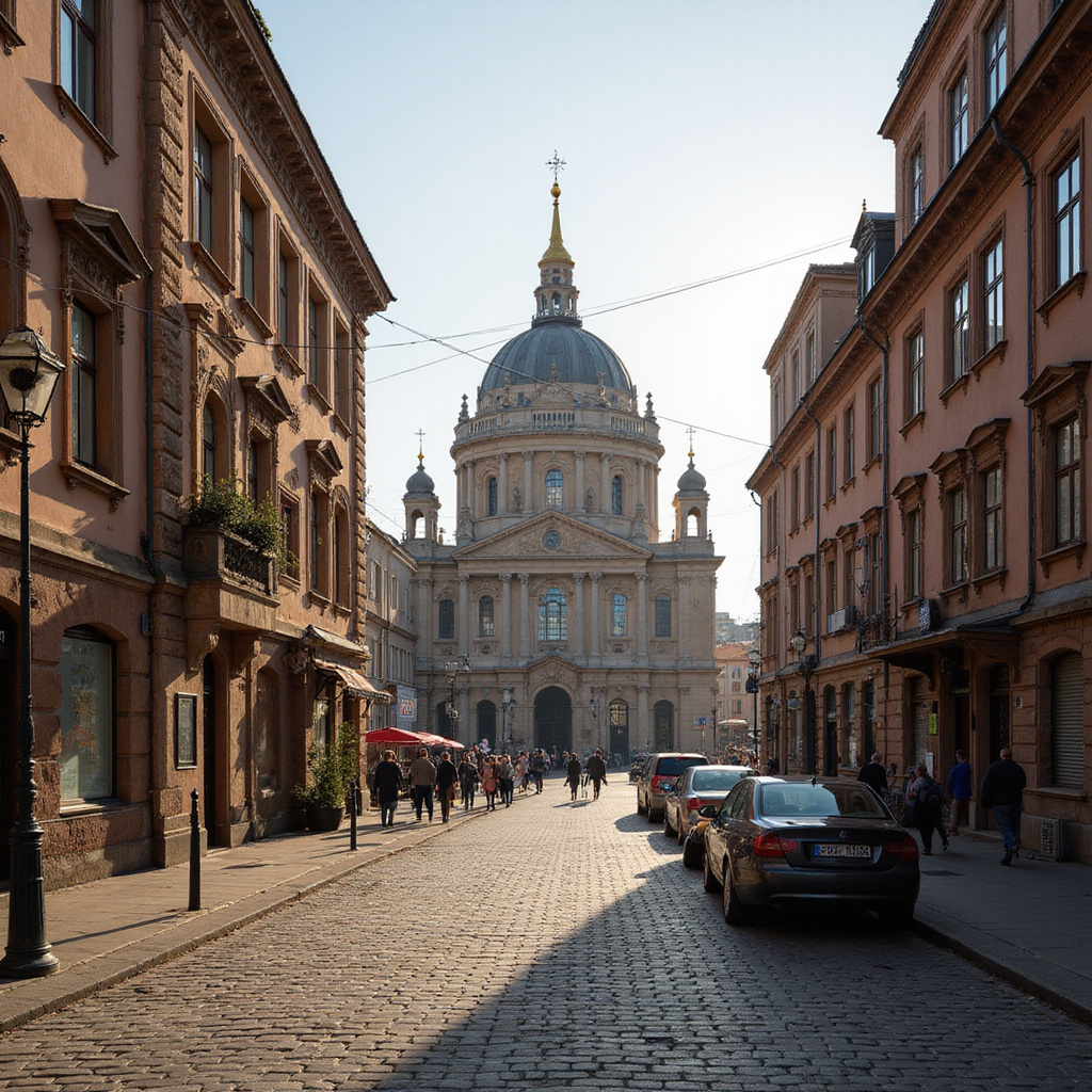Ulica w Moskwie prowadząca do Soboru Morskiego św. Mikołaja, zabytkowa architektura