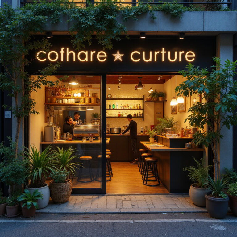 Ulica w Tokio z kawiarnią specialty coffee w tle, trzecia fala kawy