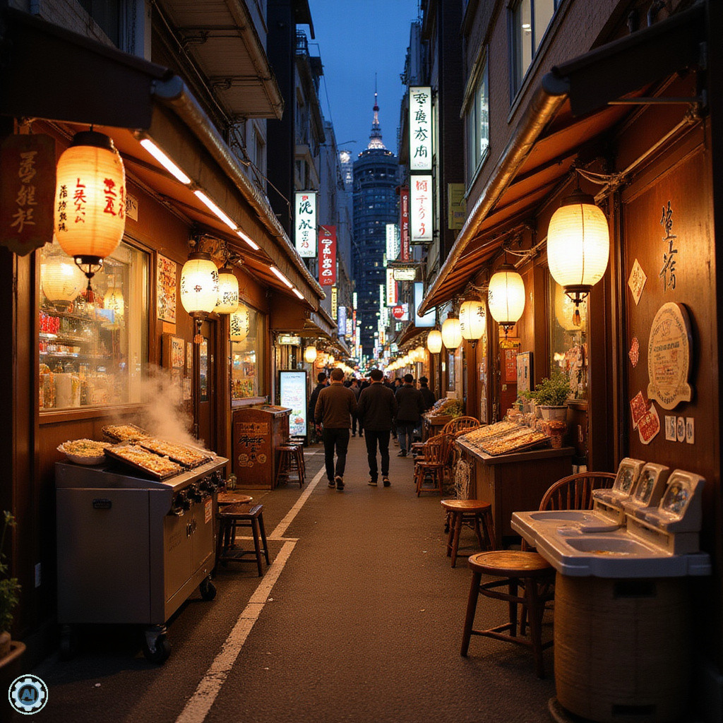 Ulica w Shin-Yokohama z restauracjami serwującymi ramen, tradycyjne japońskie danie