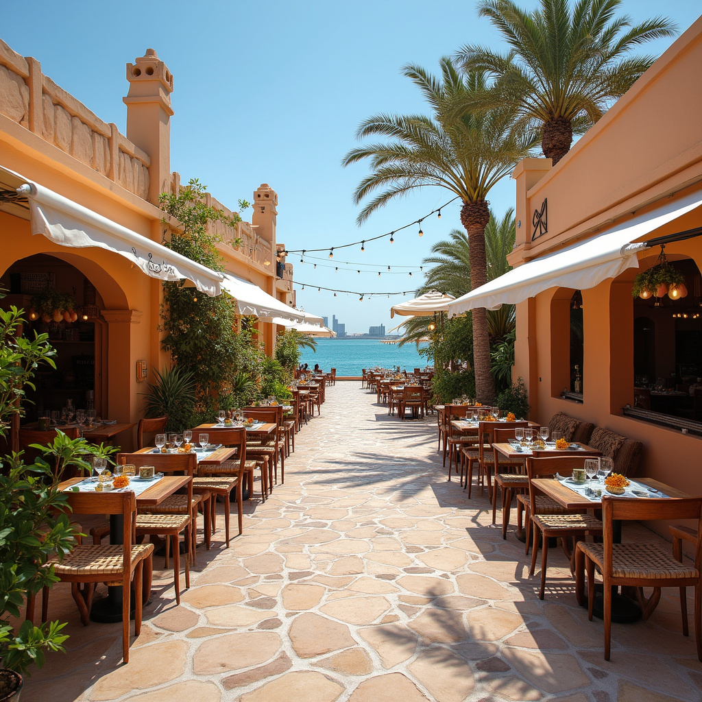 Ulica w Marsa Alam z lokalnymi restauracjami i widokiem na morze, świeże owoce morza i egipskie przyprawy