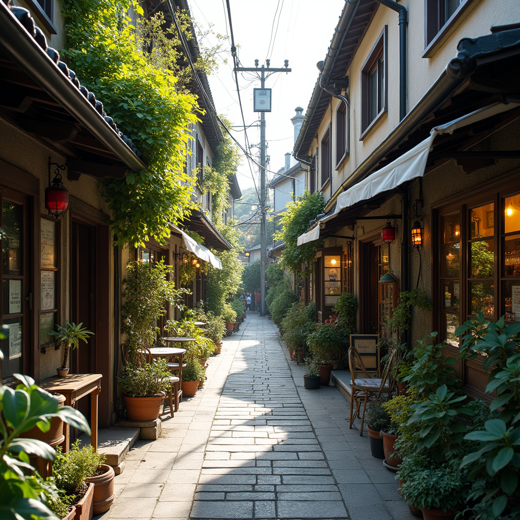 Uliczka w dzielnicy Kitano z zabytkowymi budynkami i kawiarniami