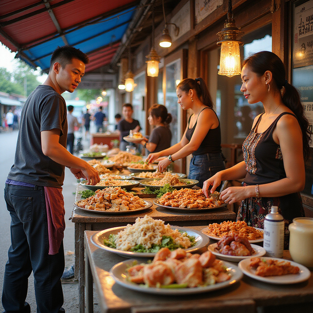 Uliczne stragany z tajskimi przysmakami w Ayutthaya, pełne kolorów i aromatów