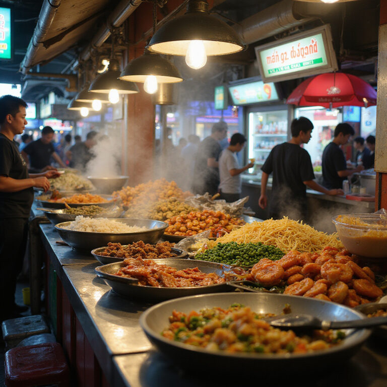 Uliczny stragan z jedzeniem w Da Nang, gdzie zjeść lokalne przysmaki, tętniąca życiem scena kulinarna