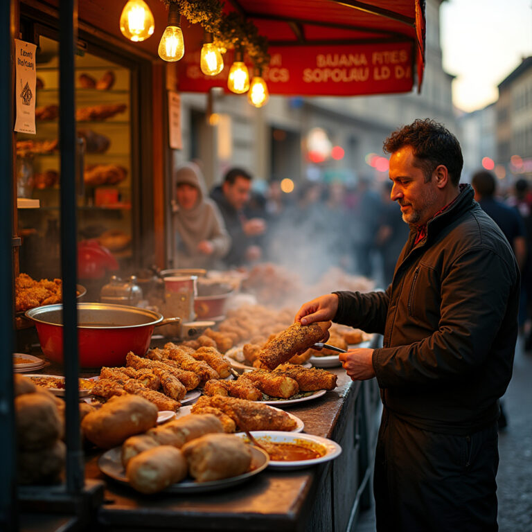 Uliczny stragan z lampredotto we Florencji, tradycyjny włoski street food