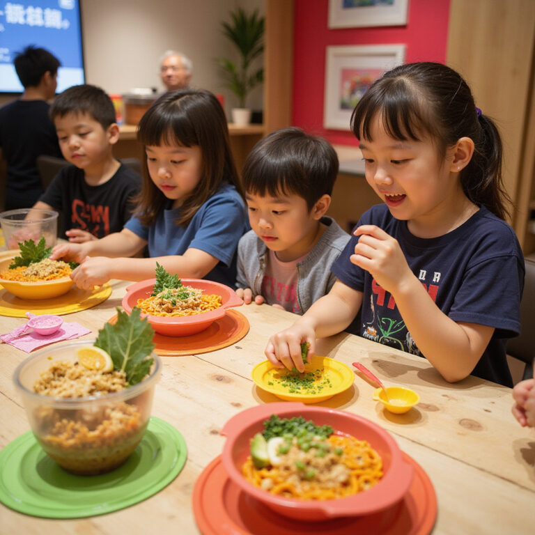 Dzieci tworzą własne ramen w Cupnoodles Museum w Yokohamie, kreatywność i zabawa