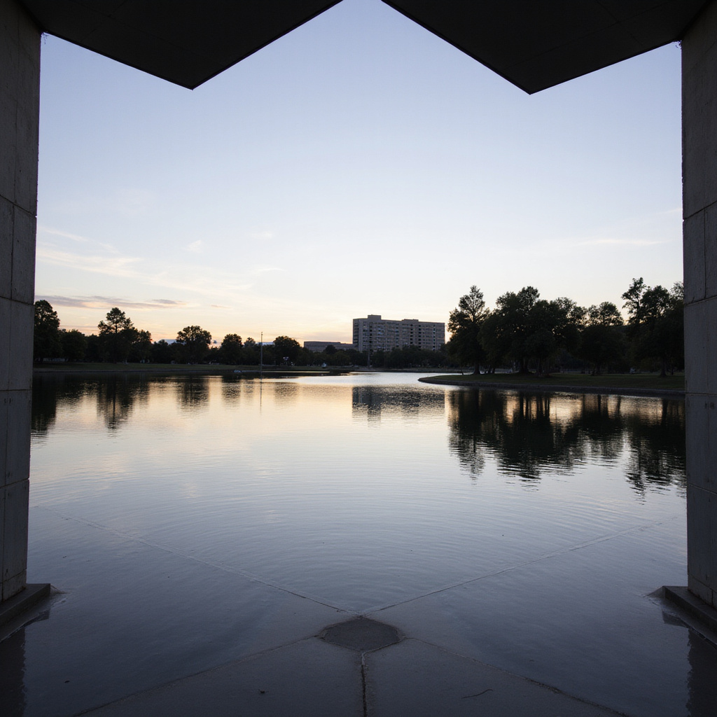 Widok na jezioro Burley Griffin z zewnątrz Questacon