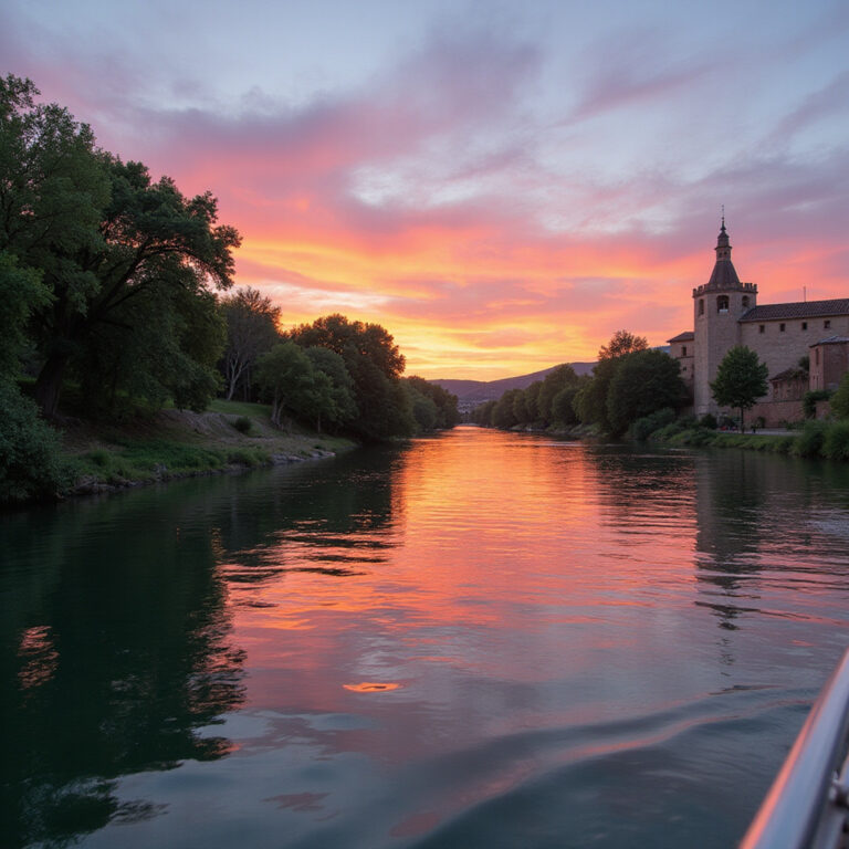 Rejs Gwadalkiwir widok na rzekę z łodzi, andaluzyjskie krajobrazy
