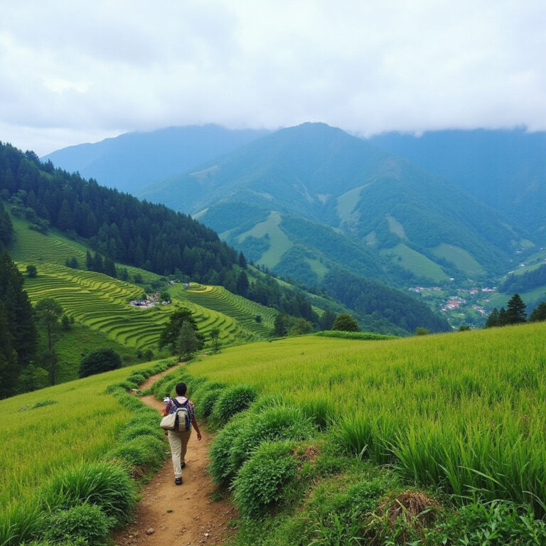 Trekking w Sapa dla początkujących - widok na tarasy ryżowe i góry