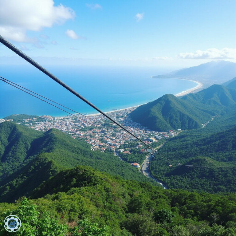 Widok z kolejki linowej Isabel de Torres na Puerto Plata i ocean