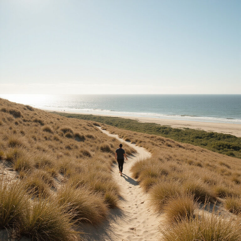 Spacer po wydmach w Parku Nadmorskim Ventspils z widokiem na morze