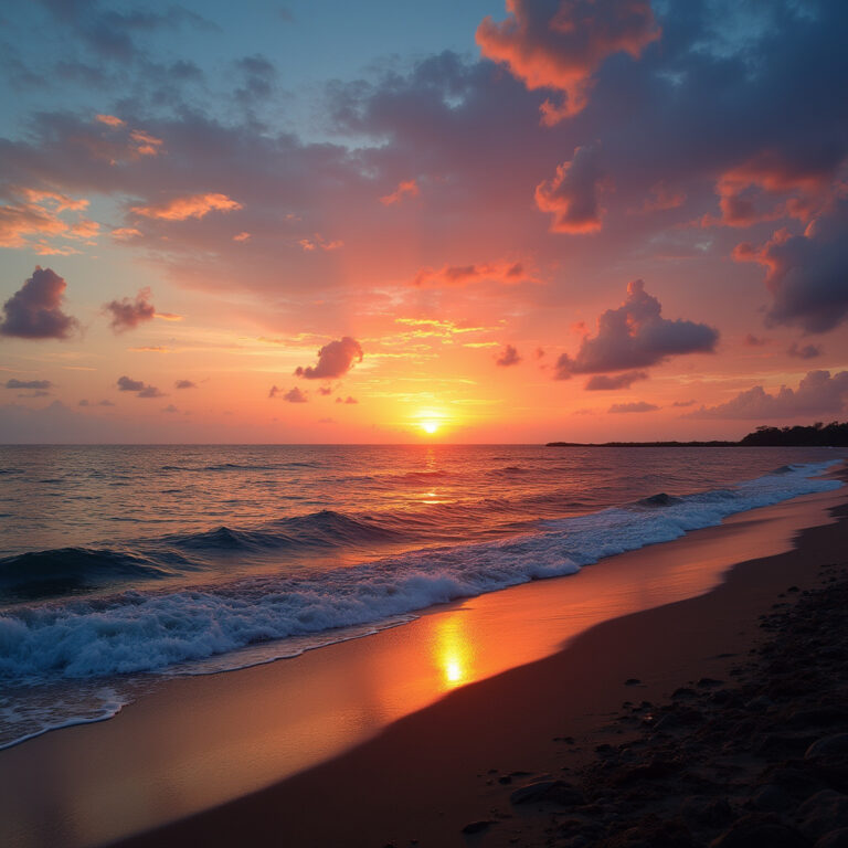 Zachód słońca na Mindil Beach z widokiem na Morze Timor i tropikalne niebo