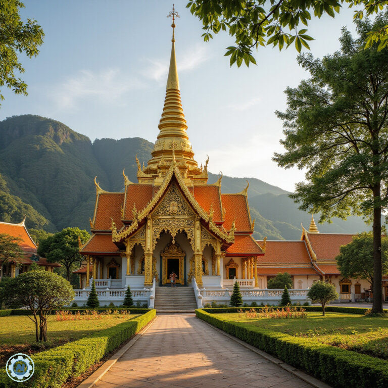 Chiang Mai - złota świątynia Wat Phra That Doi Suthep otoczona zielenią gór