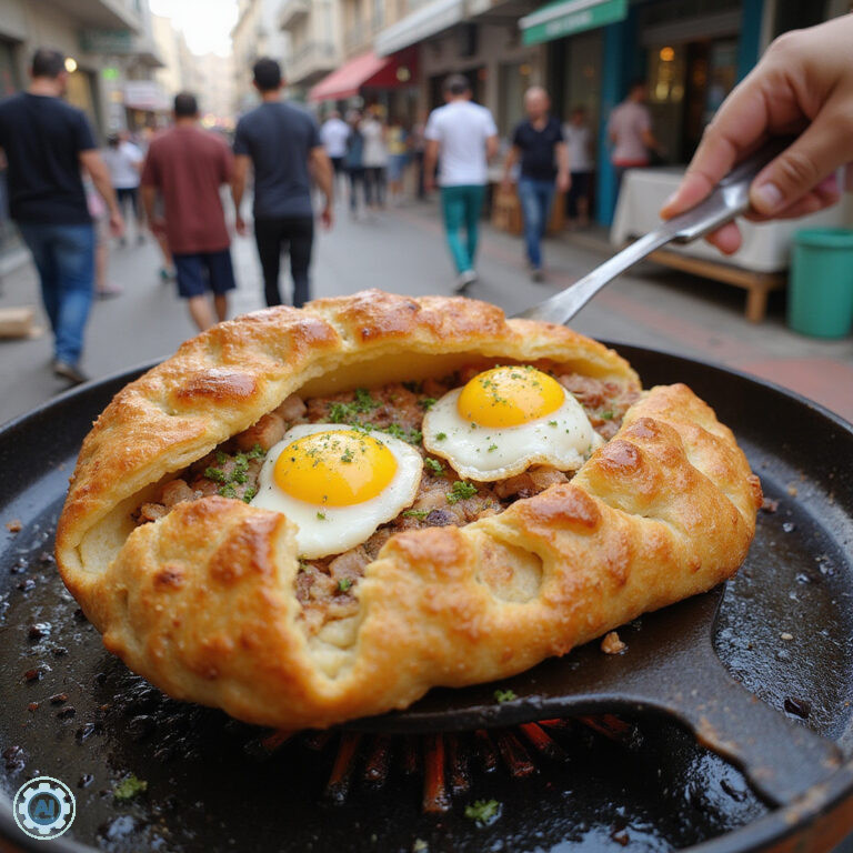 Brik z jajkiem i tuńczykiem na ulicy w Sousse
