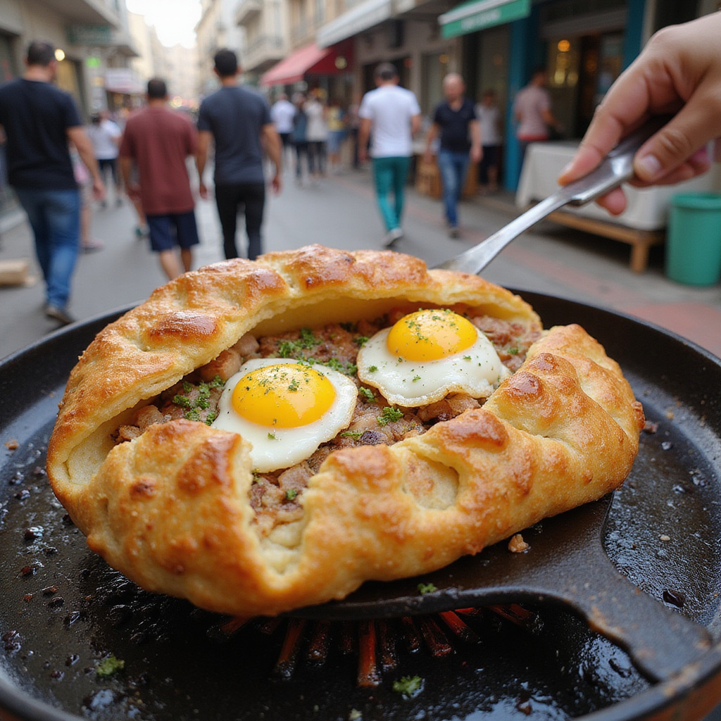 Brik z jajkiem i tuńczykiem na ulicy w Sousse