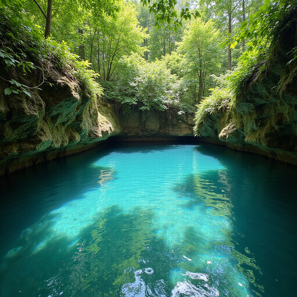 Krystalicznie czysta woda w cenocie otoczona bujną dżunglą