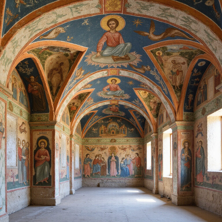 Bizantyjskie freski w kościele Agios Andronikos na Cyprze, sztuka sakralna, detale