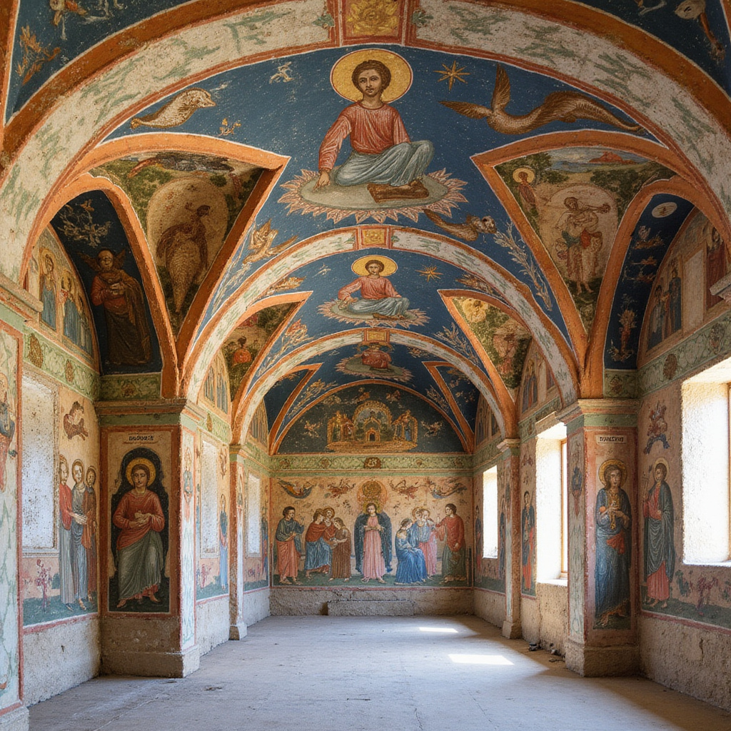 Bizantyjskie freski w kościele Agios Andronikos na Cyprze, sztuka sakralna, detale