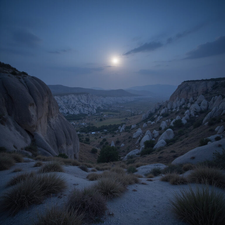 Widok na księżycową dolinę w Kapadocji z charakterystycznymi formacjami skalnymi
