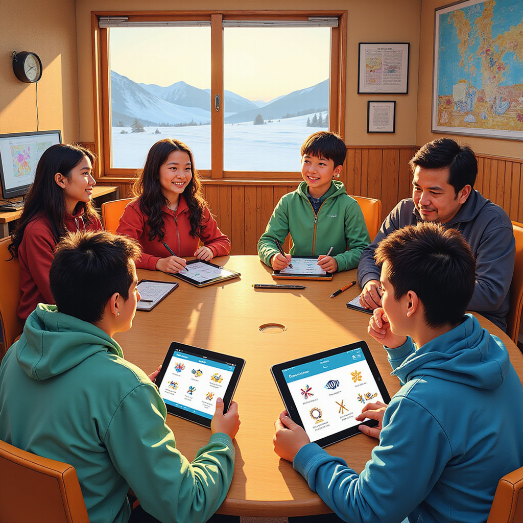 Młodzież ucząca się języka inuktitut w szkole immersyjnej