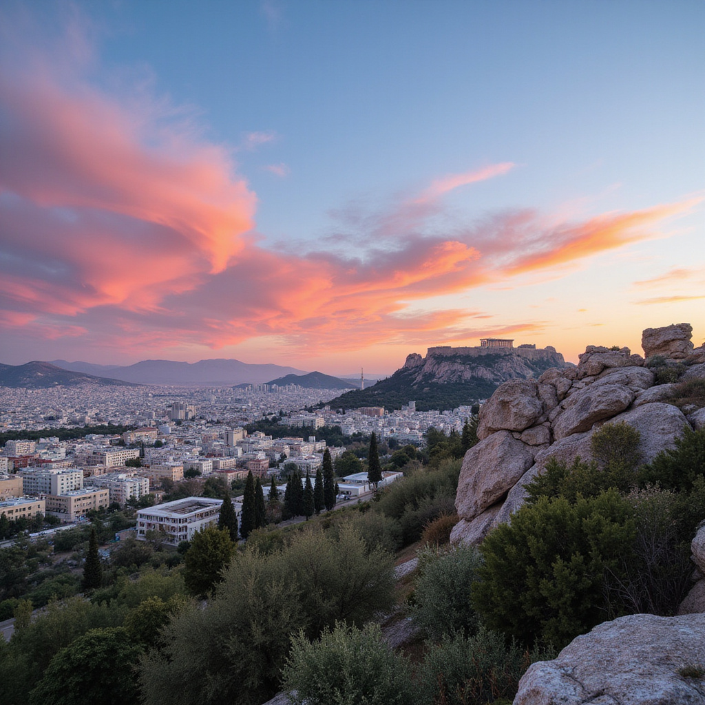 Panorama Aten z Filopappos z widokiem na Akropol