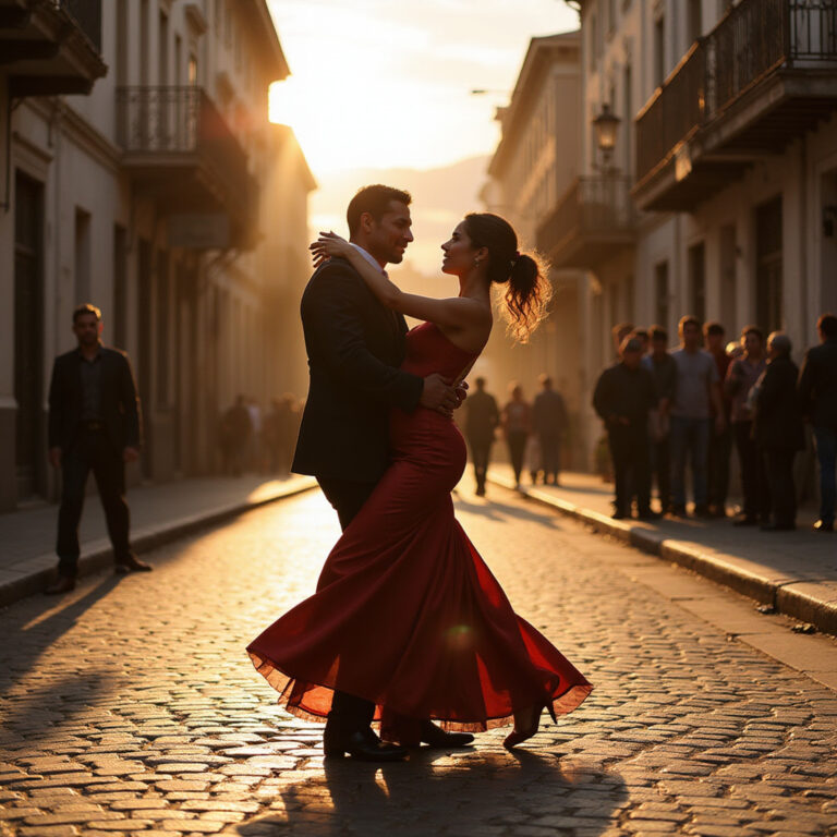 Para tańcząca tango na ulicy w Buenos Aires
