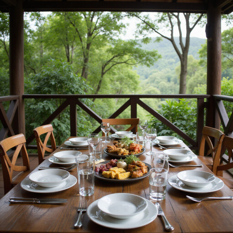 Brunch w Aldea Zama – patio z widokiem na dżunglę i świeże dania