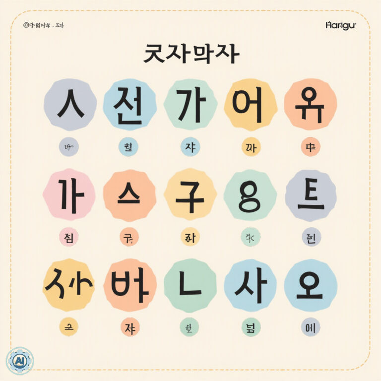 Plakat z koreańskim alfabetem Hangul do nauki w domu