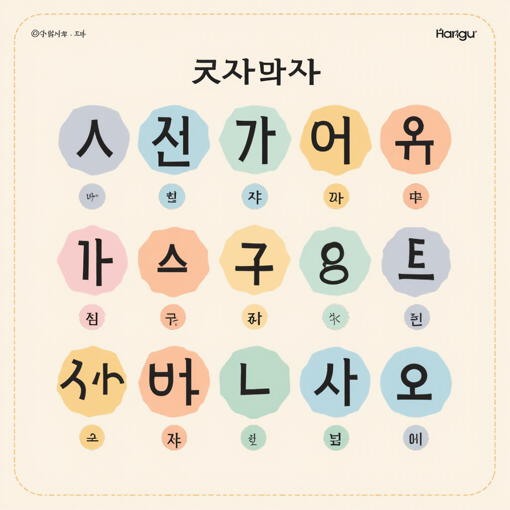 Plakat z koreańskim alfabetem Hangul do nauki w domu