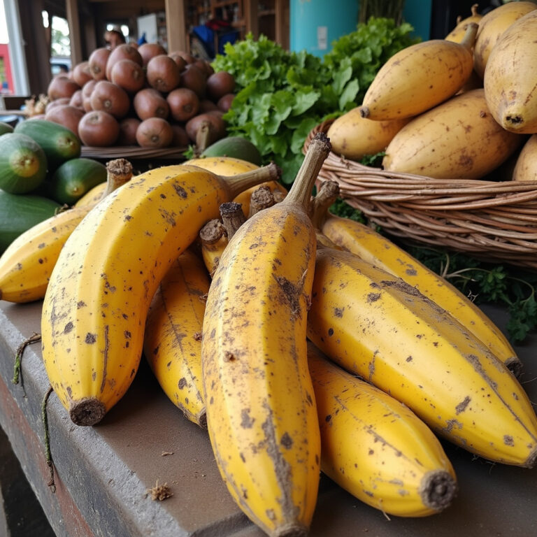 Plantain, yuca i batata – świeże owoce ziemi na targu w Dominikanie