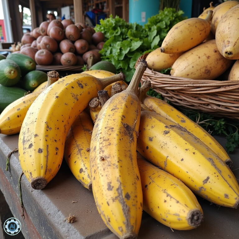 Plantain, yuca i batata – świeże owoce ziemi na targu w Dominikanie