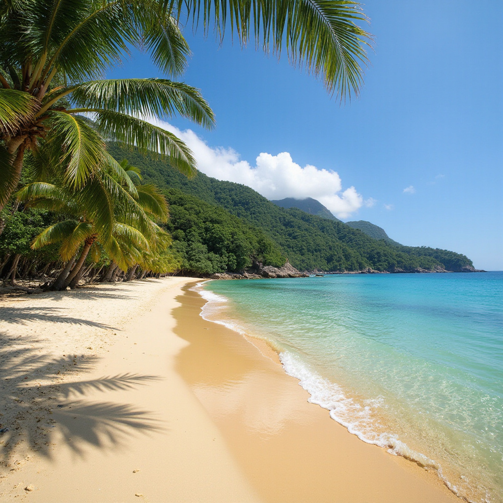 Złota plaża w El Nido otoczona palmami i turkusową wodą - raj dla podróżników