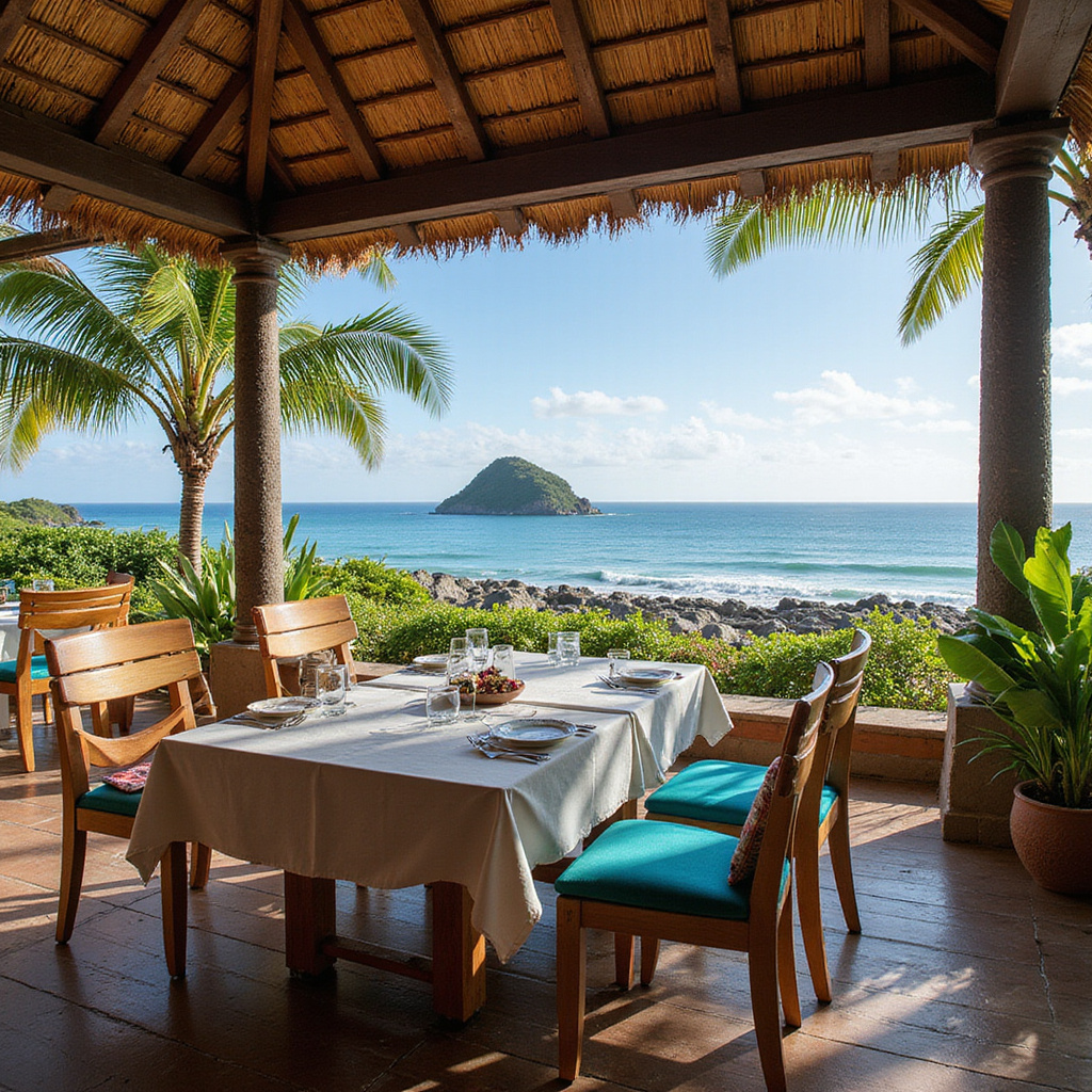 Restauracja w Cancún z widokiem na ocean i świeże owoce morza