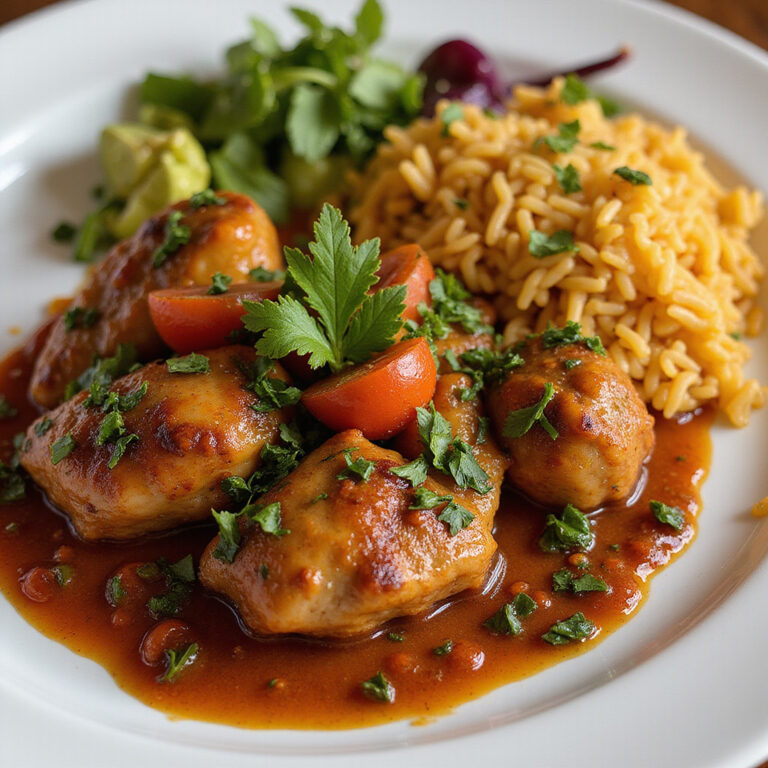 francusko-afrykańska fuzja smaków na talerzu z riz au poulet i sosem yassa