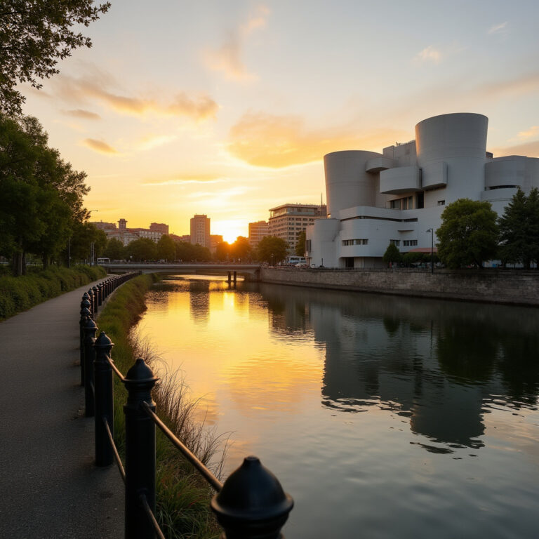 Spacer wzdłuż rzeki Nervión w Bilbao z widokiem na Muzeum Guggenheima