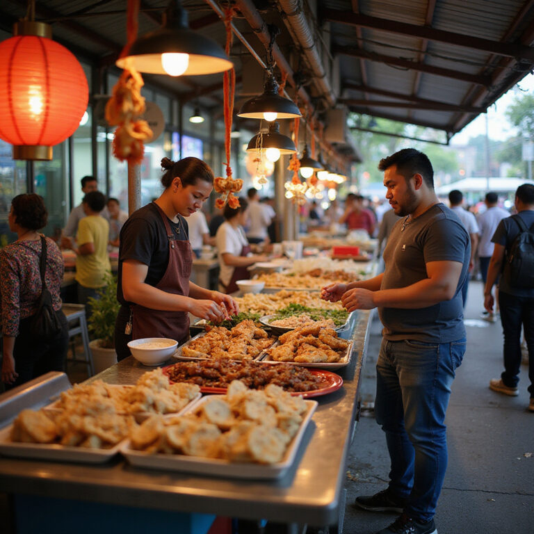 Street food w Tajlandii - bezpieczeństwo żywności na zatłoczonym targu