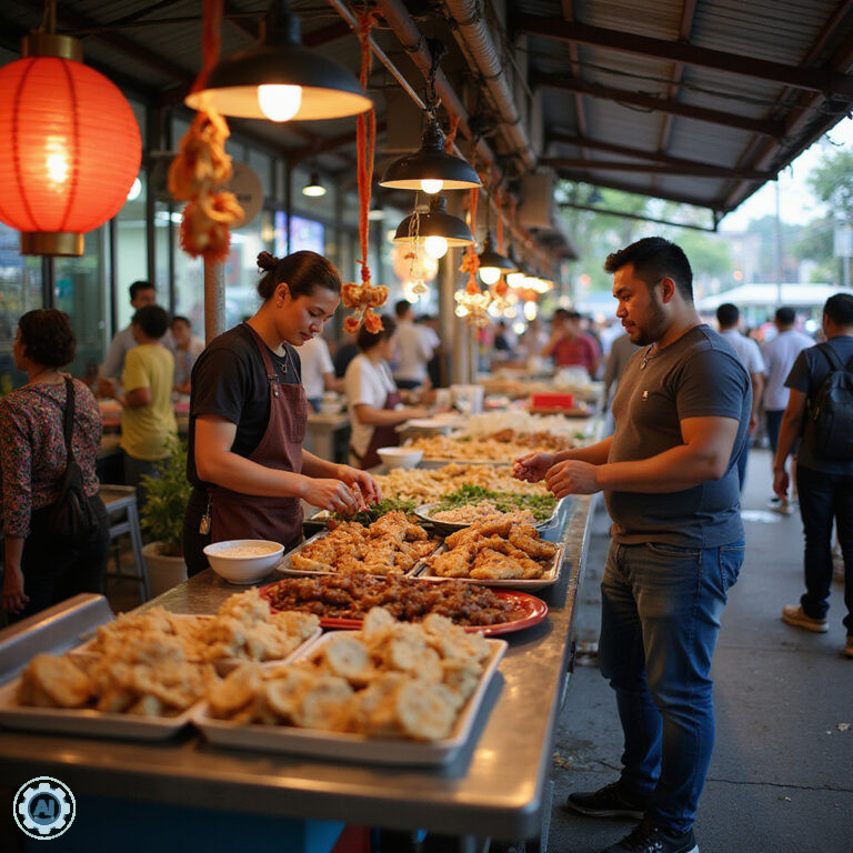 Street food w Tajlandii - bezpieczeństwo żywności na zatłoczonym targu