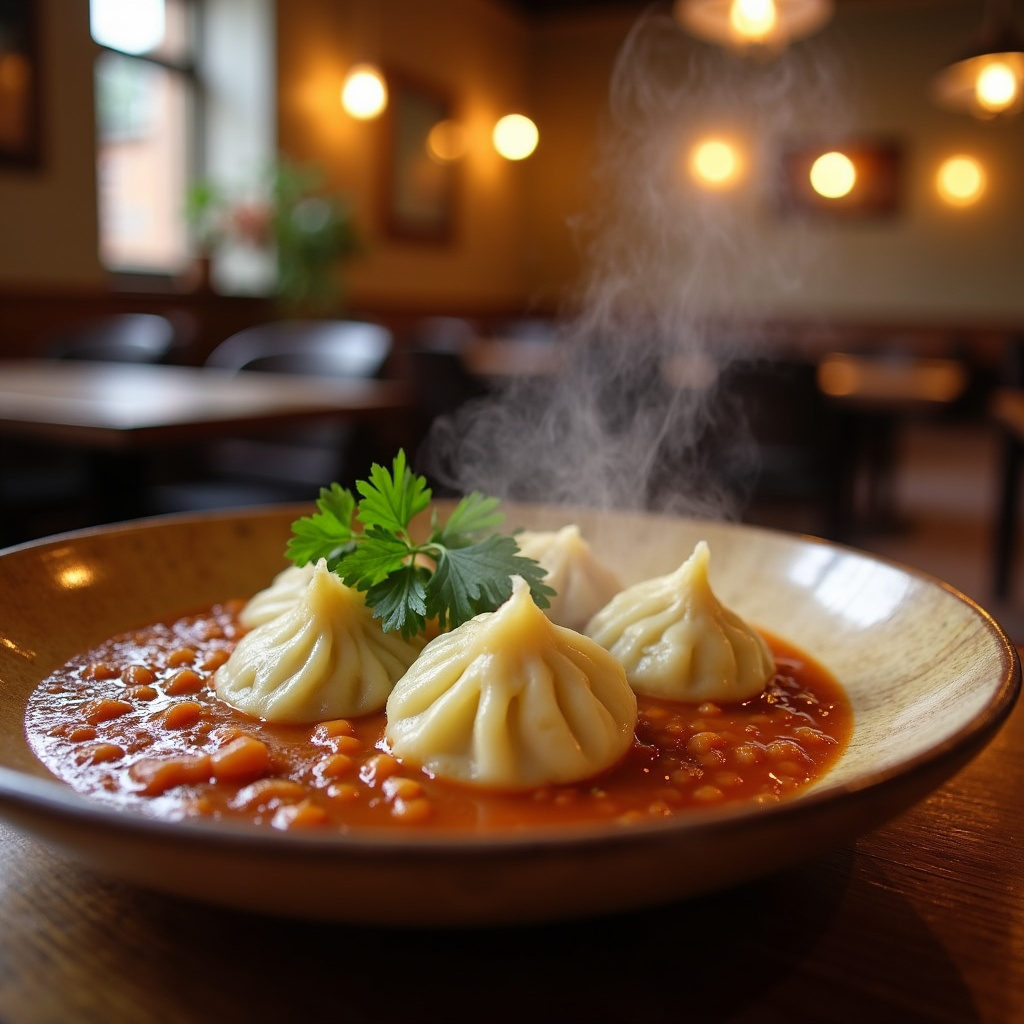 Tradycyjne czeskie knedliki w restauracji w Czeskim Krumlovie