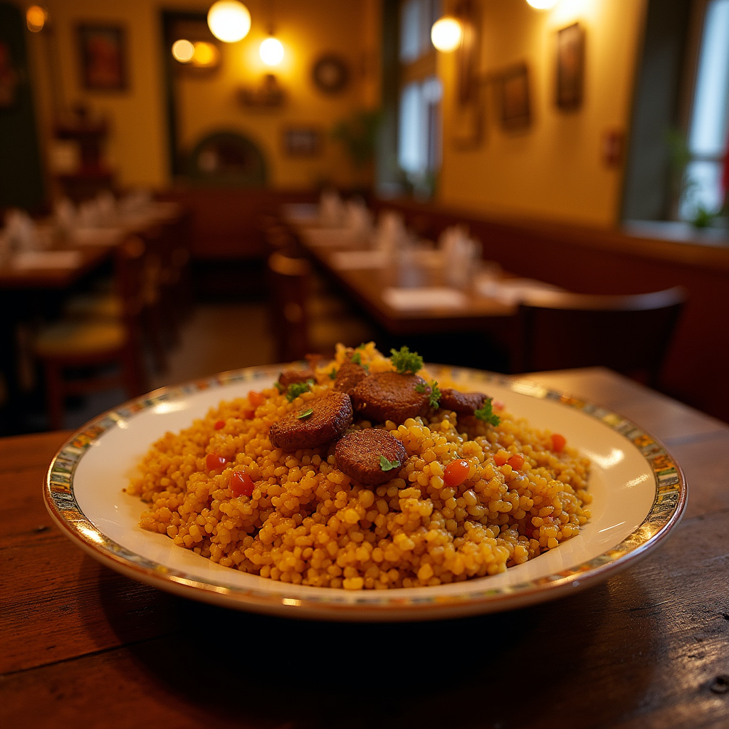 Tradycyjne portugalskie migas serwowane w lokalnej tawernie