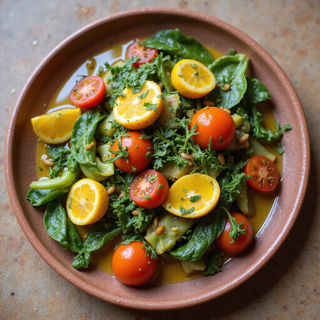 Tradycyjne danie roślinne w Kadyksie z oliwą i świeżymi warzywami