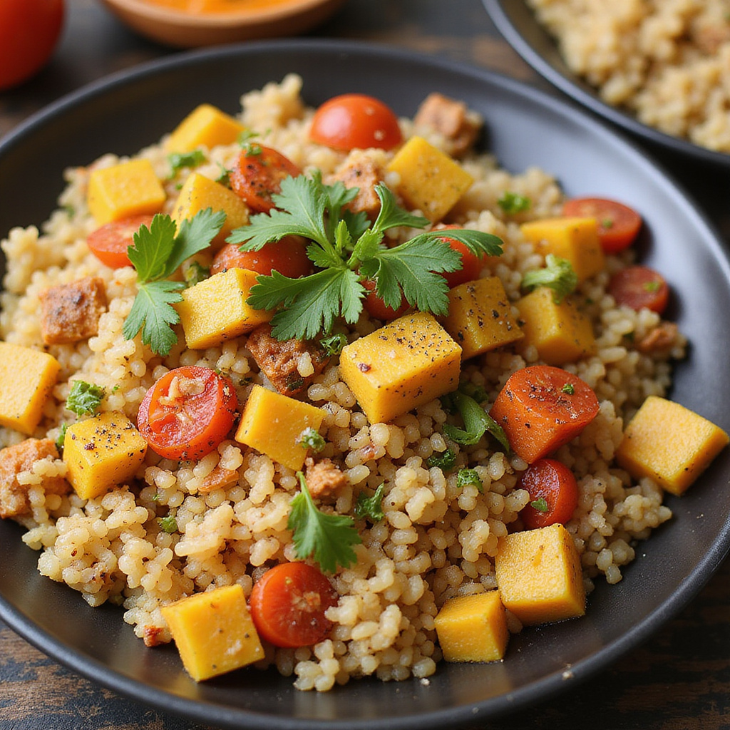 Tradycyjny kuskus berberyjski z warzywami i przyprawami